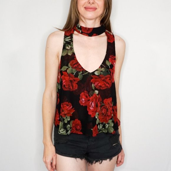 SHOW ME YOUR MUMU Roses Print Choker Top NWT - Picture 6 of 6